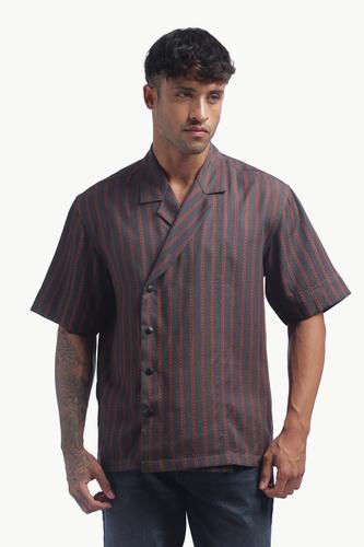 Charcoal Black Chain Print Baggy Shirt
