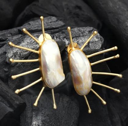 SUNBURST PEARL STATEMENT EARRINGS