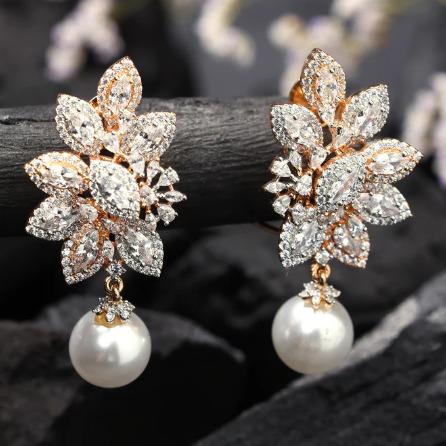PEARL BLOOM CZ EARRINGS