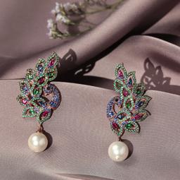MAURYA SYMPHONY CZ PEARL EARRINGS