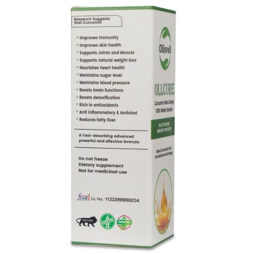 Ollcure curcumin (Turmeric) Nano Drops 100% Water Soluble - Multipurpose Immunity Booster	