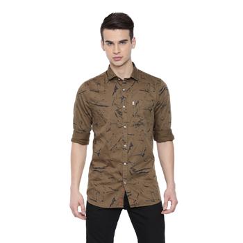 Brown Geo Casual Shirts