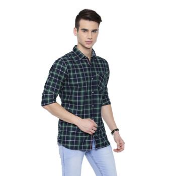 Greeny Checks Casual Shirts