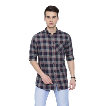 Red Navy Checks Casual Shirts