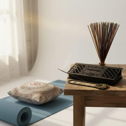 YOGMAAYA Signature Mandir Prayer Box, Agarbatti, Tote Bag, 7 Chakra Incense Sticks Holder	