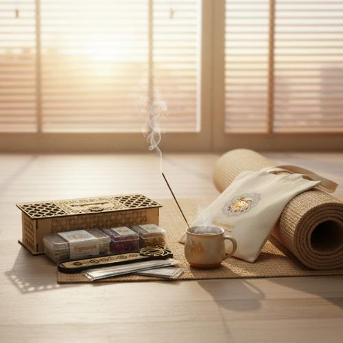 YOGMAAYA Signature Mandir Prayer Box, Agarbatti, Tote Bag, 7 Chakra Incense Sticks Holder