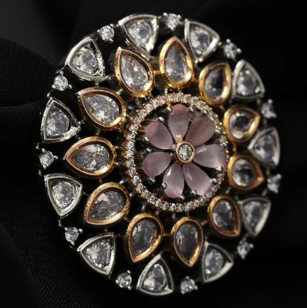 LAYERED FLORAL CZ RING