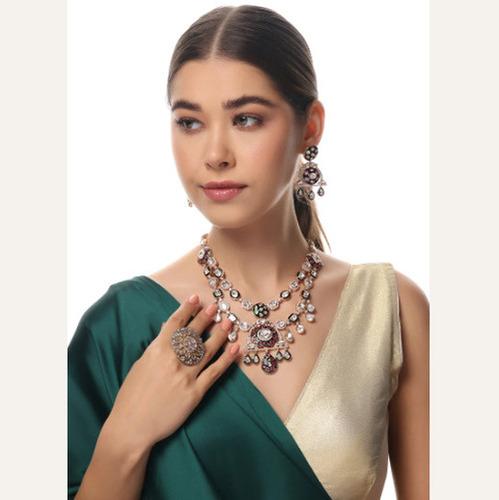 KUNDAN POLKI MEENAKARI MULTILAYERED NECKLACE