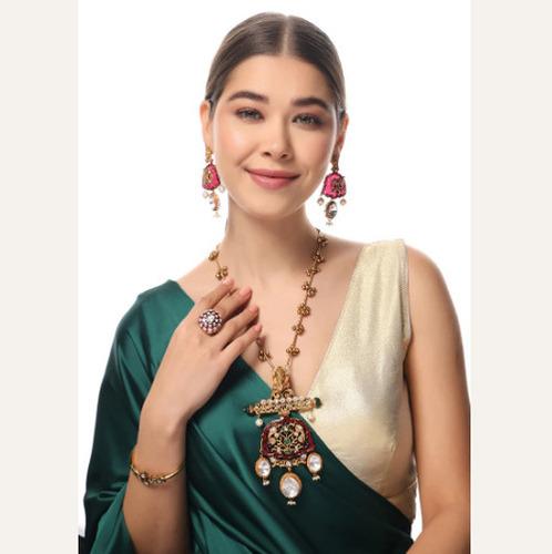 KUNDAN-POLKI BRIDAL STATEMENT NECKLACE SET