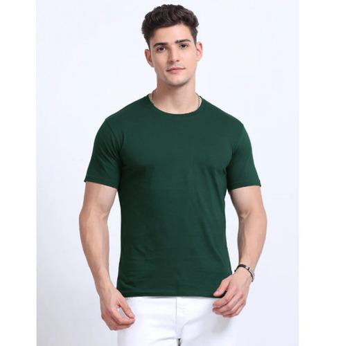 Biowashed Round Neck 100% Cotton Tshirt - Bottle Green
