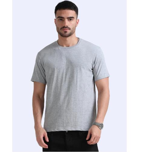 Biowashed Round Neck 100% Cotton Tshirt - Grey Melange