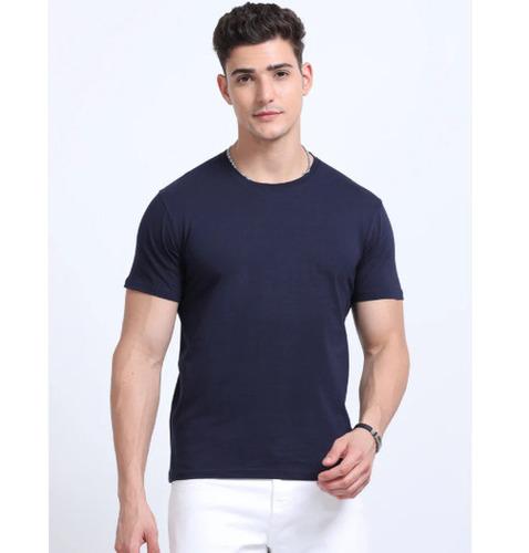 Biowashed Round Neck 100% Cotton Tshirt - Navy Blue