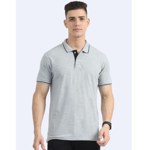 Biowashed Organic Polo - Grey with Black Tipping