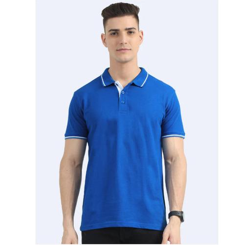 Biowashed Organic Polo - Royal Blue with White Tipping