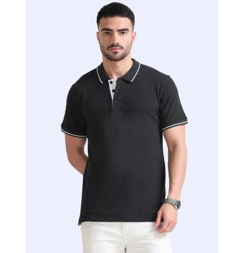Biowashed Organic Polo - Charcoal with White Tipping