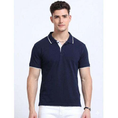 EcoBlend Polo Tshirts - Navy Blue with White Tipping