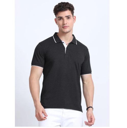EcoBlend Polo Tshirts - Charcoal with White Tipping