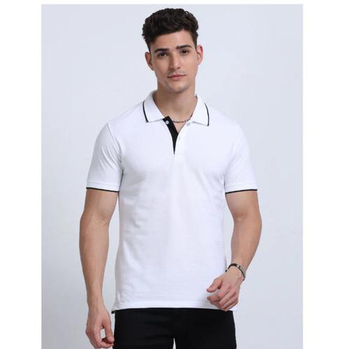 EcoBlend Polo Tshirts - White with Black Tipping