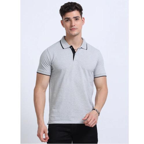 EcoBlend Polo Tshirts - Grey Melange with Black Tipping