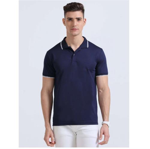 PrimoKnit Dotcell Polo - Navy Blue with White Tipping