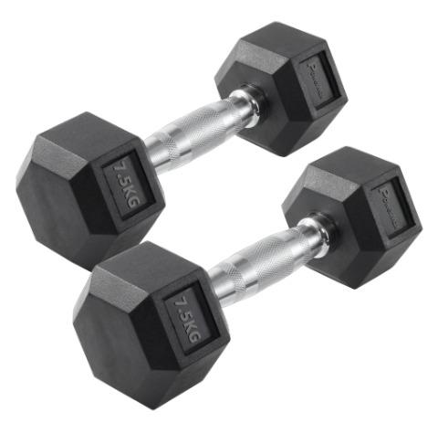 Rubber Coated Hexagon Dumbbells