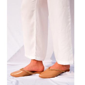 NUDE CHAIN MULES