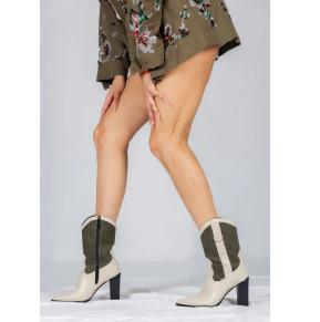 Chic Green & Cream Boots