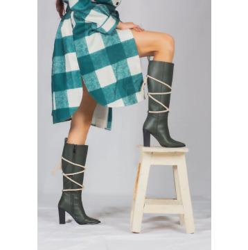 Rope-Tied Elegance Boots- Green
