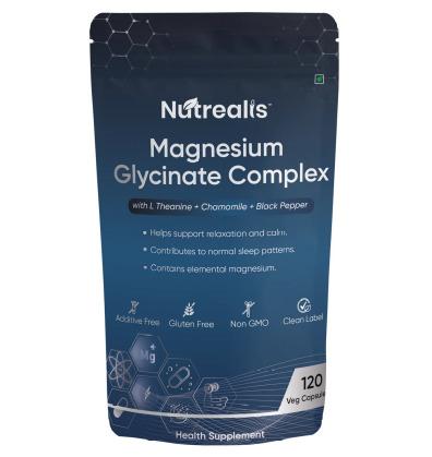 Nutrealis Magnesium Glycinate Complex with L-Theanine & Chamomile | For Sleep Support & Relaxation
