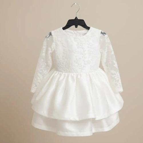 Off White Cotton Customized Gowns For Kids Girl