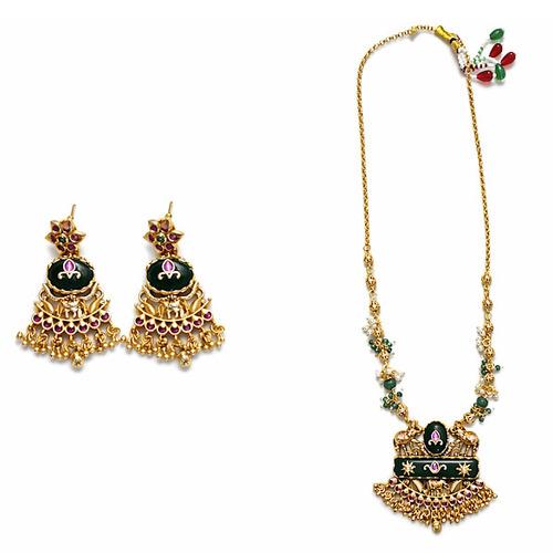 Traditional Rajwada high Quality Brass necklace with earrings