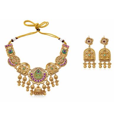 Traditional Rajwada high Quality Brass necklace with earrings