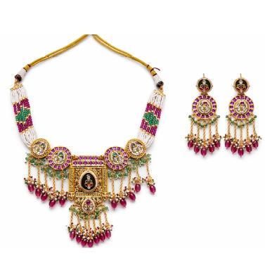 Traditional Rajwada high Quality Brass necklace with earrings