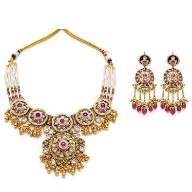 Traditional Rajwada high Quality Brass necklace with earrings