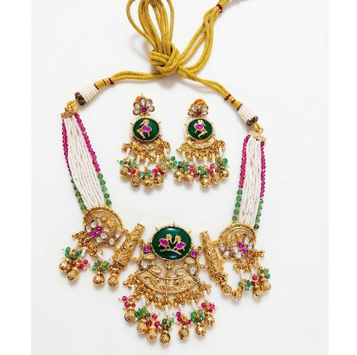 Traditional Rajwada high Quality Brass necklace with earrings