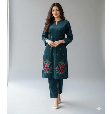Teal-green Knitted Co-ord Set