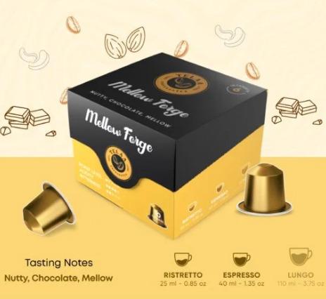 Mellow Forge by Telaa: Intensity-6, 100% Arabica Aluminium Nespresso-Compatible Pods