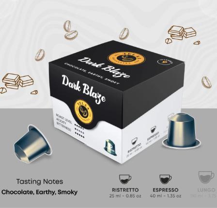 Dark Blaze by Telaa: Intensity-9, 100% Arabica Aluminium Nespresso-Compatible Pods
