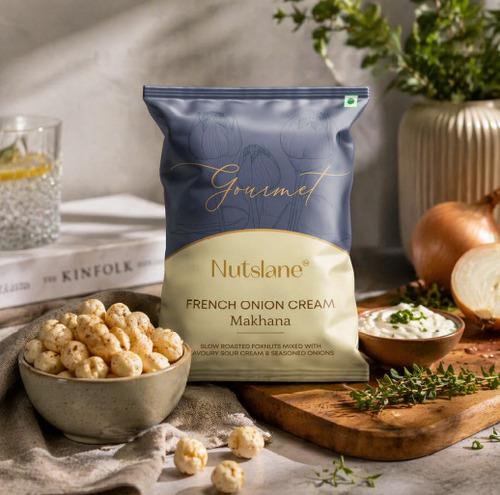 French Onion Flavoured Makhana | Roasted Fox Nuts | Savoury Healthy Snack Pouch