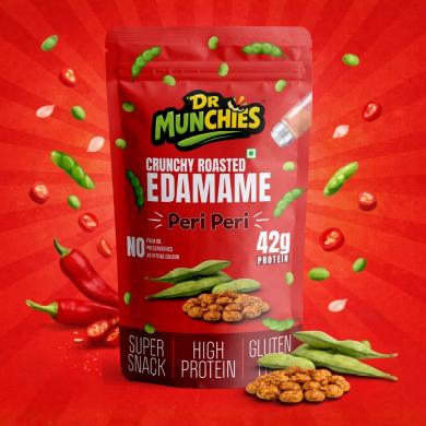 Dr Munchies Crunchy Roasted Edamame - Peri Peri | Protein-Rich Snack