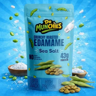 Dr Munchies Crunchy Roasted Edamame - Sea Salt | Clean Protein Snack