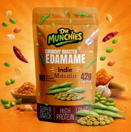 Dr Munchies Crunchy Roasted Edamame - Indie Masala | Super Protein Snack