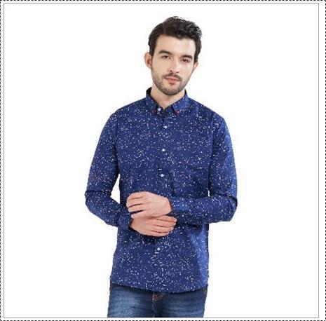 Men Blue Printed Casual Shirt