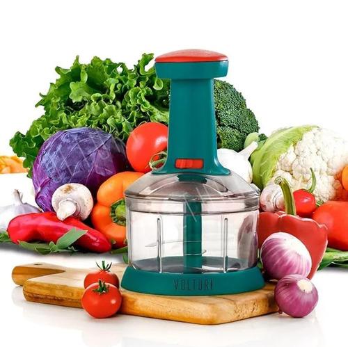 1000ML Green Hand Press Push Chopper with 5 Blades, Vegetable & Fruit Cutter