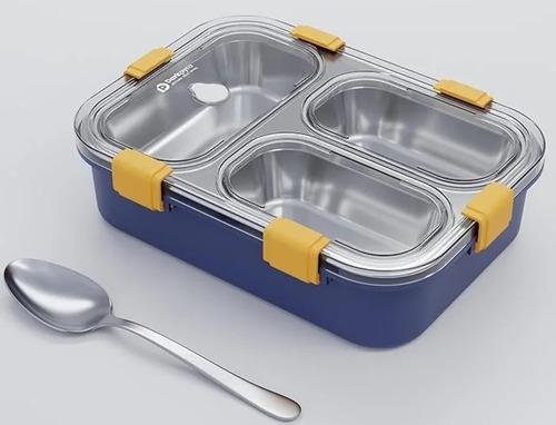 3-Compartment Stainless Steel Lunch Box with Fork & Spoon, Leakproof BPA Free Tiffin