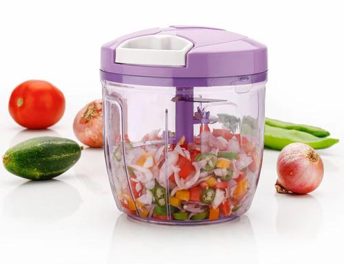 Pack Of 1 1000ML Manual Vegetable Chopper with 5 Blades, Hand Pull Food Processor