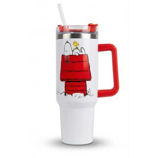 Snoopy Stainless Steel Tumbler with Handle & Straw, Vacuum Insulated Travel Mug