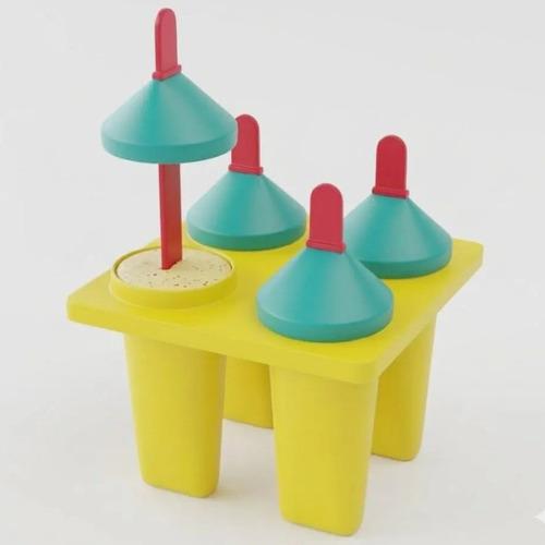Pack Of 1 4 Cavity Ice Candy Maker Mold Set with Sticks & Lid, BPA Free Popsicle & Kulfi Maker