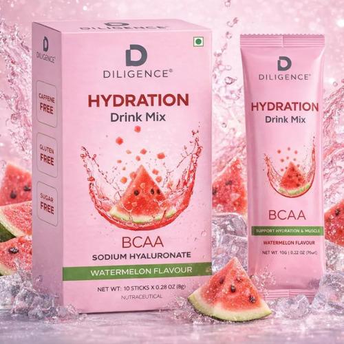 Diligence Hydration Drink Mix Watermelon Flavour With BCAA Sodium Hyluronate