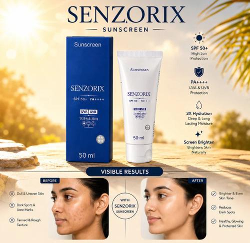 Senzorix Hybride Sunscreen SPF 50 PA++++ Moisturising Sunscreen SPF 50+ PA++++ with 11 Actives